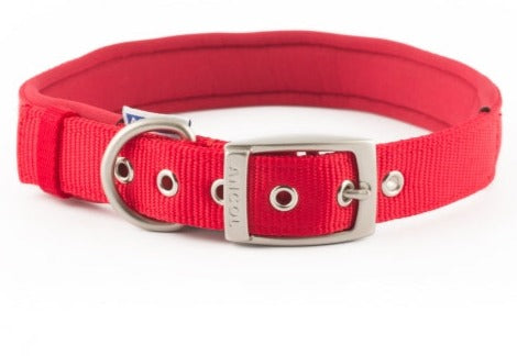 PADDED NYLON EYELET COLLAR 56-66CM XL - RED-