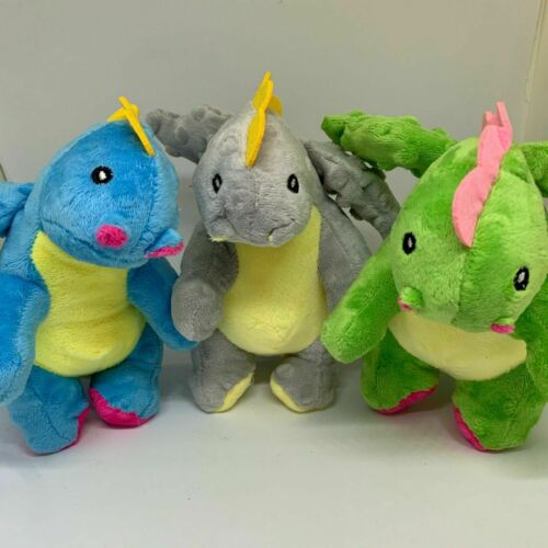 Dog Pet Puppy Fun Toys Chew Play Soft Plush Sound Squeaky Teething Dragon X 3