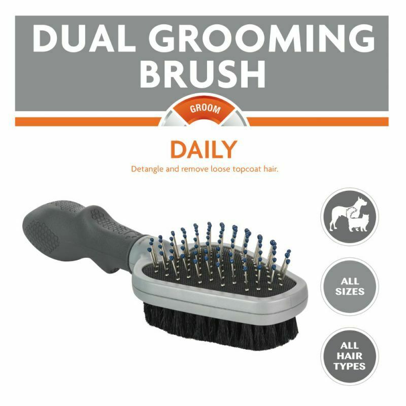 The FURminator Curry Comb for dogs has moulded rubber teeth which stimulate the
