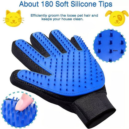 Pet Grooming Gloves Gentle Deshedding Brush Glove Accessories for Dogs and Cats, Polyester Material, Uncharged Power Mode - Ideal for Easy Fur Removal