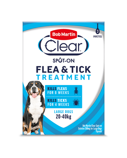 Bob Martin Clear Plus Spot on Flea & Tick Spot on for Large Dogs 3 Pipette