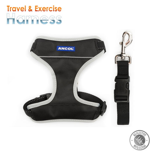 Ancol travel and exercise harness   Medium 42-66cm Black