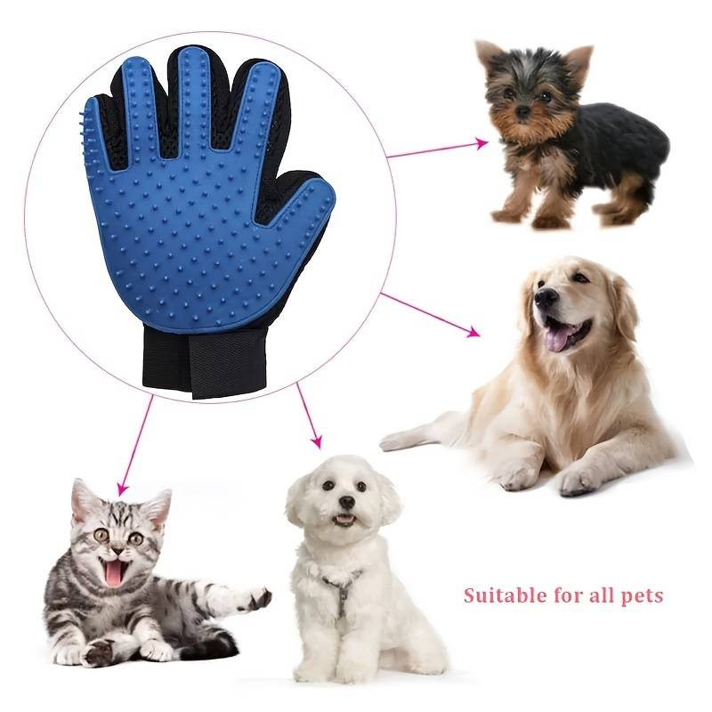 Pet Grooming Gloves Gentle Deshedding Brush Glove Accessories for Dogs and Cats, Polyester Material, Uncharged Power Mode - Ideal for Easy Fur Removal