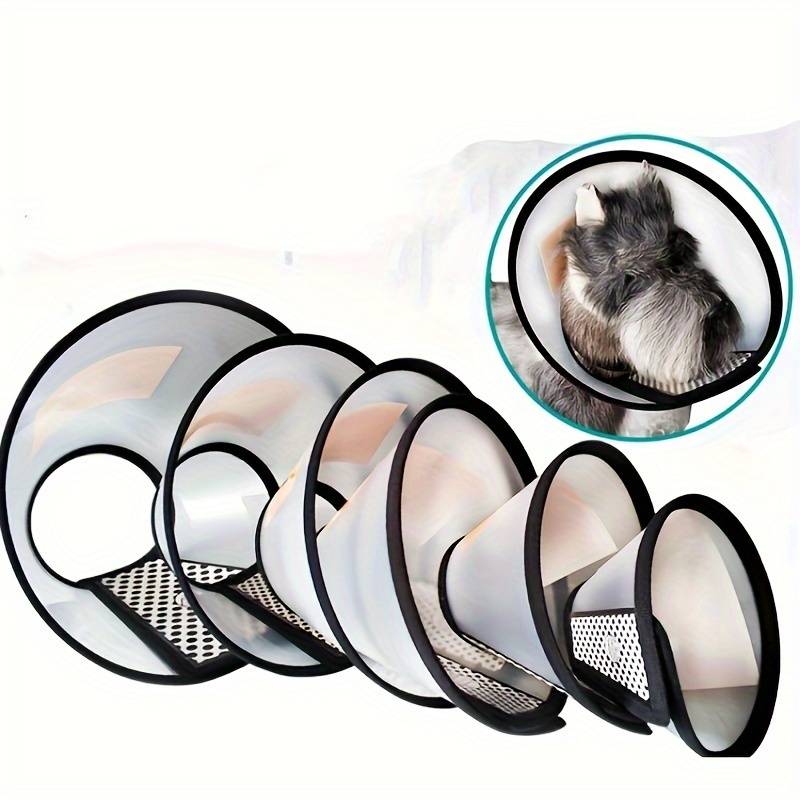 Pet Protective Collar, SMALL Adjustable Transparent Dog Cat Elizabethan Circle With Hook And Loop Fastener For Grooming Bathing Nail Trimming