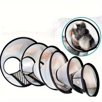 Pet Protective Collar, SMALL . Adjustable Transparent Dog Cat Elizabethan Circle With Hook And Loop Fastener For Grooming Bathing Nail Trimming