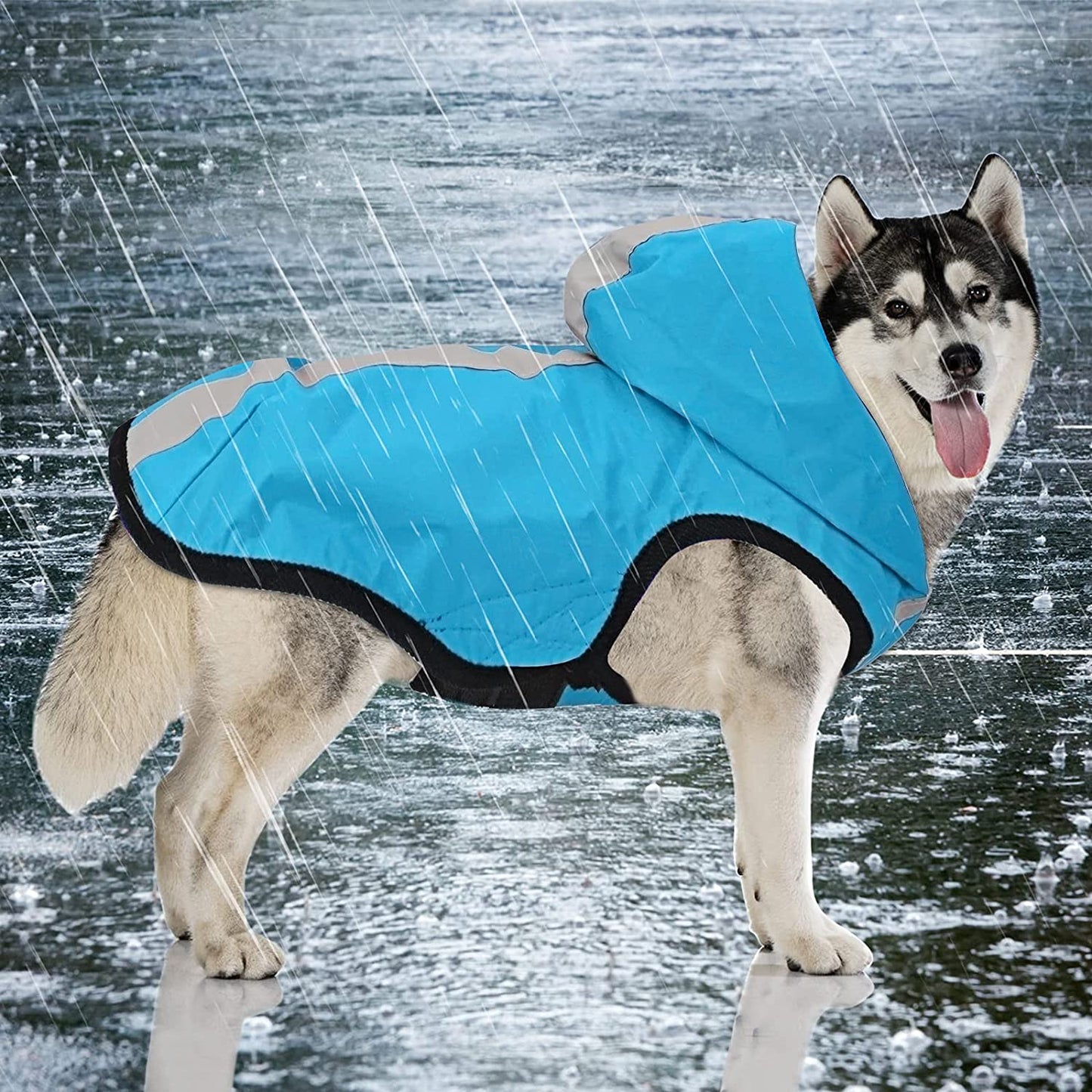 Puppy Pet Dog Rain Coat Reflective Waterproof Hooded Jacket Vest Outdoor Clothes Petsraw