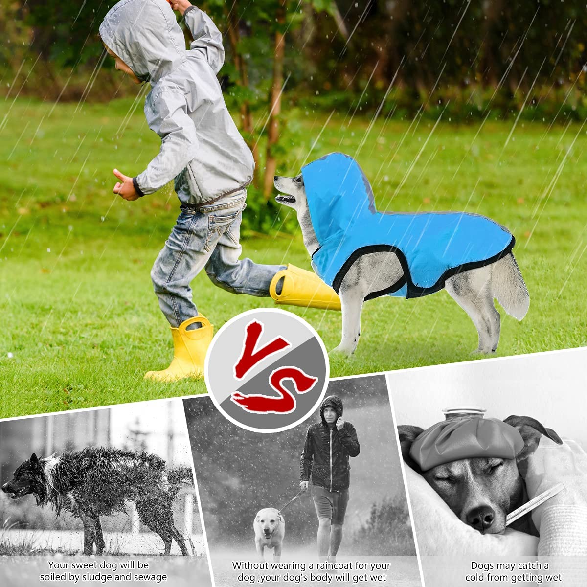 Dog Raincoat Jumpsuit Rain Coat for Dogs Pet Cloak Labrador Waterproof Windproof Golden Retriever Jacket Clothes