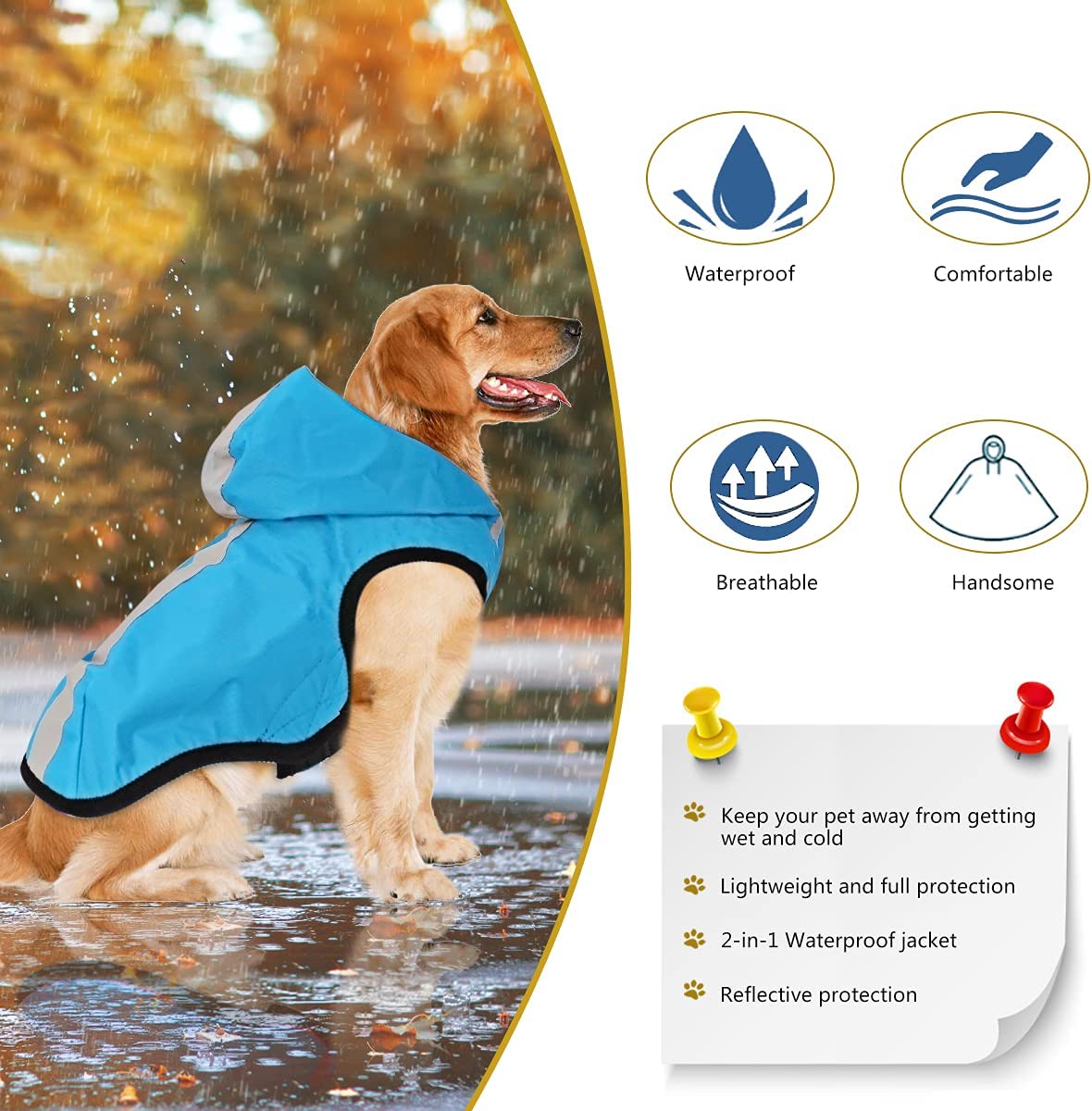 Dog Raincoat Jumpsuit Rain Coat for Dogs Pet Cloak Labrador Waterproof Windproof Golden Retriever Jacket Clothes