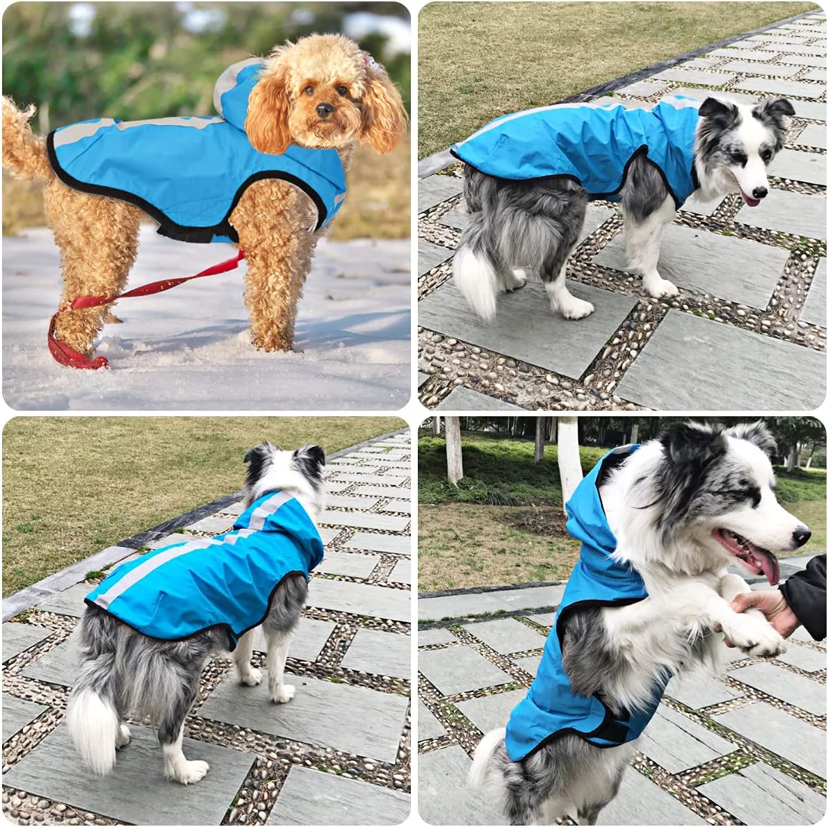 Puppy Pet Dog Rain Coat Reflective Waterproof Hooded Jacket Vest Outdoor Clothes Petsraw