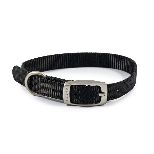 Ancol Viva Nylon Buckle Collar 20-26cm Size 1 Black x 1