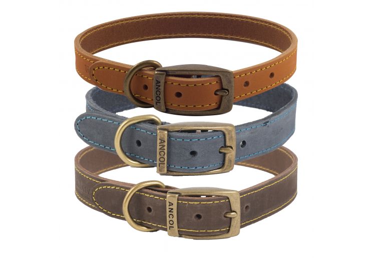 TIMBERWOLF LEATHER COLLAR BLUE 28-36CM SIZE 3