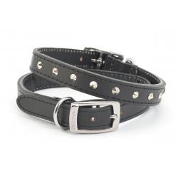 Ancol Leather Collar Studded Black - Size 3