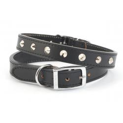 Ancol Leather Collar Studded Black - Size 6
