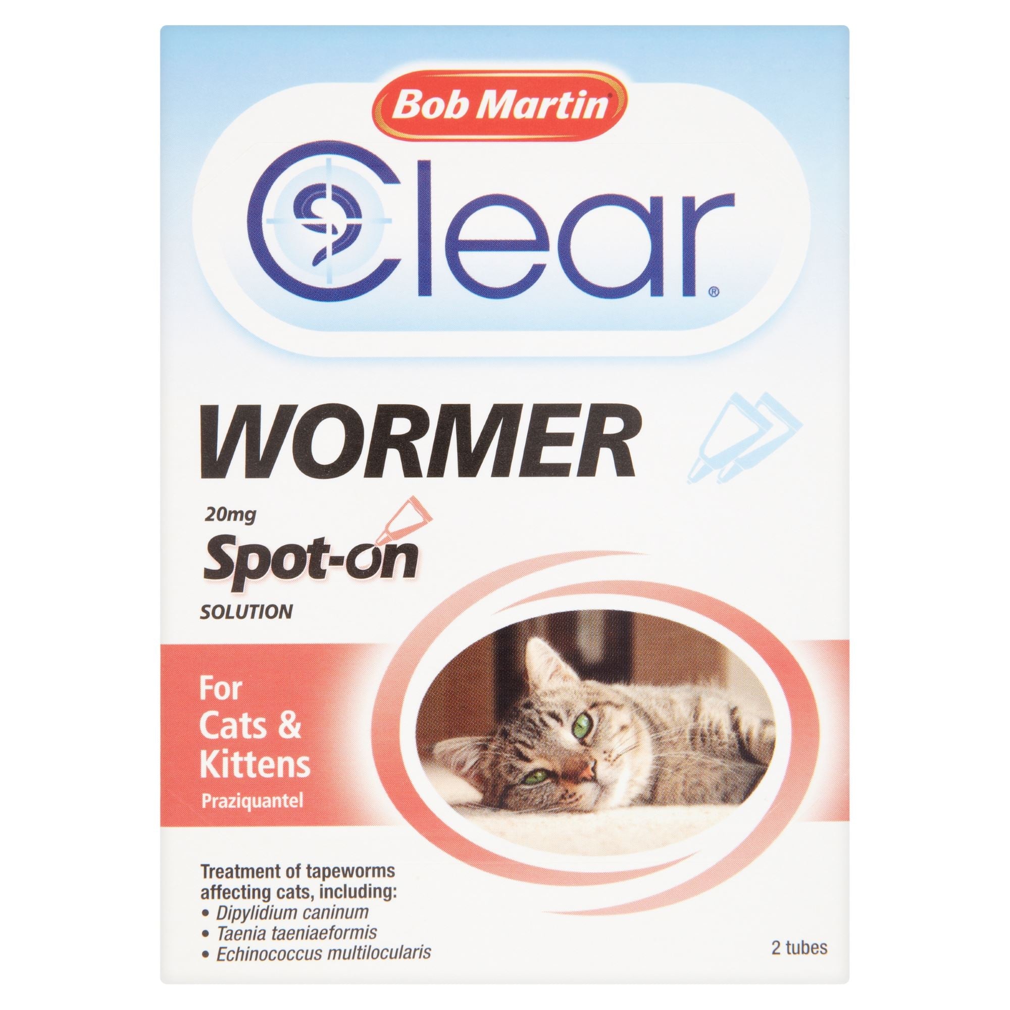 Bob Martin Clear Wormer Spot on for Cats and Kittens - 2 Tubes