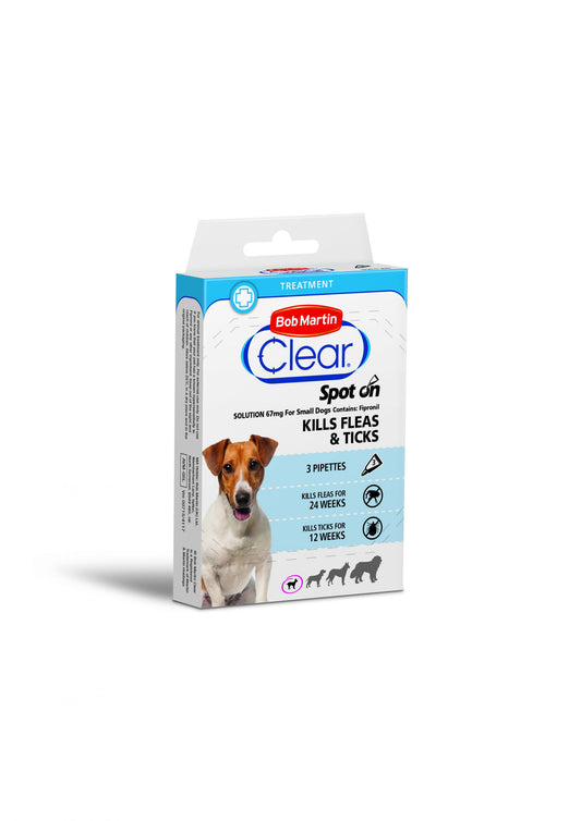 Bob Martin Clear Flea & Tick Spot on for Small Dogs - 3 Pipettes