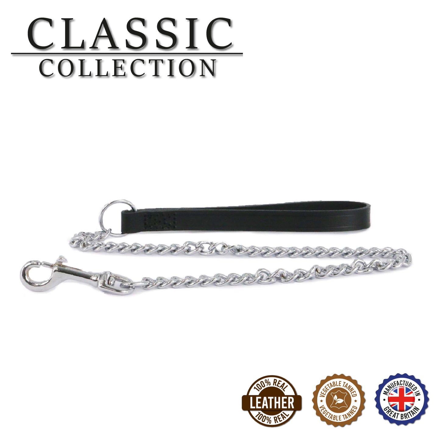 LEATHER EXTRA HEAVY CHAIN LEAD BLACK 80CM