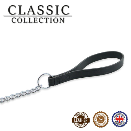 LEATHER HEAVY CHAIN LEAD BLACK 80CM