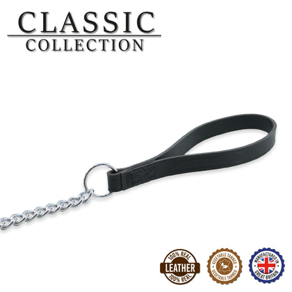 LEATHER HEAVY CHAIN LEAD BLACK 90CM