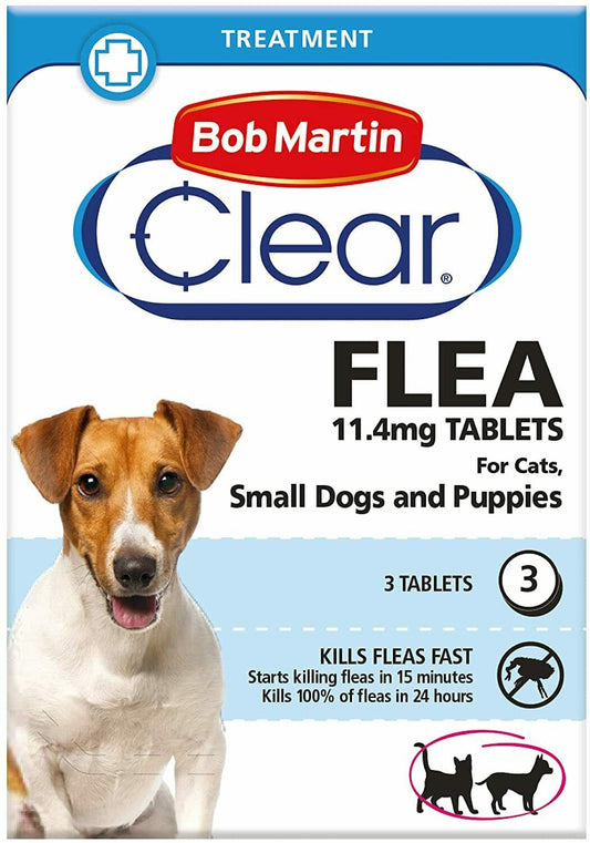 Bob Martin Clear Flea 3 Tablet Dogs Puppies 1-11 Kg Anti Bacterial Tick Pet