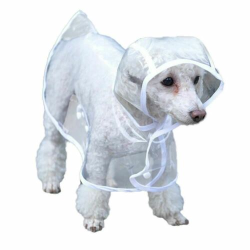 Pet Dog Puppy Waterproof PVC Clear Transparent Rain Coat Hooded Vest Jacket Petsraw