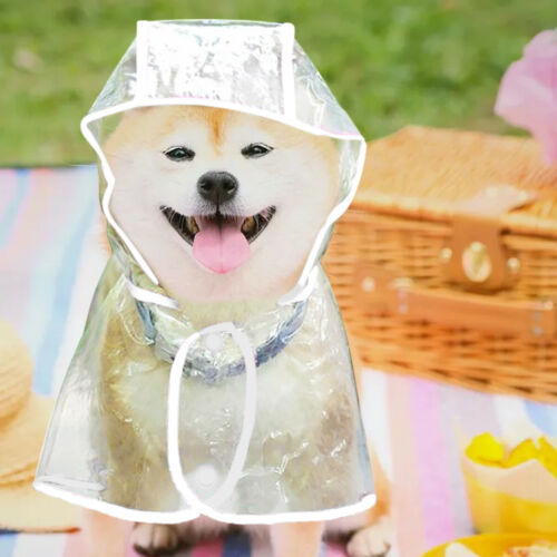 Pet Dog Puppy Waterproof PVC Clear Transparent Rain Coat Hooded Vest Jacket Petsraw